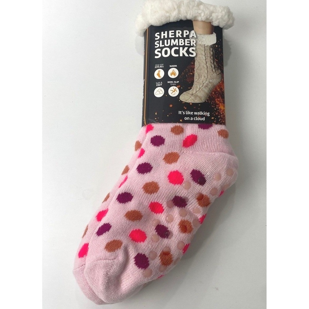 NEW Heat Trendz Sherpa Fuzzy Socks Pink Non-Slip Warm Cozy One size Girly Gift